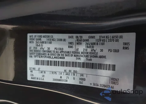 2020 Ford Ranger Xlt z USA, uszkodzony, nr VIN 1FTER1FH0LLA63469